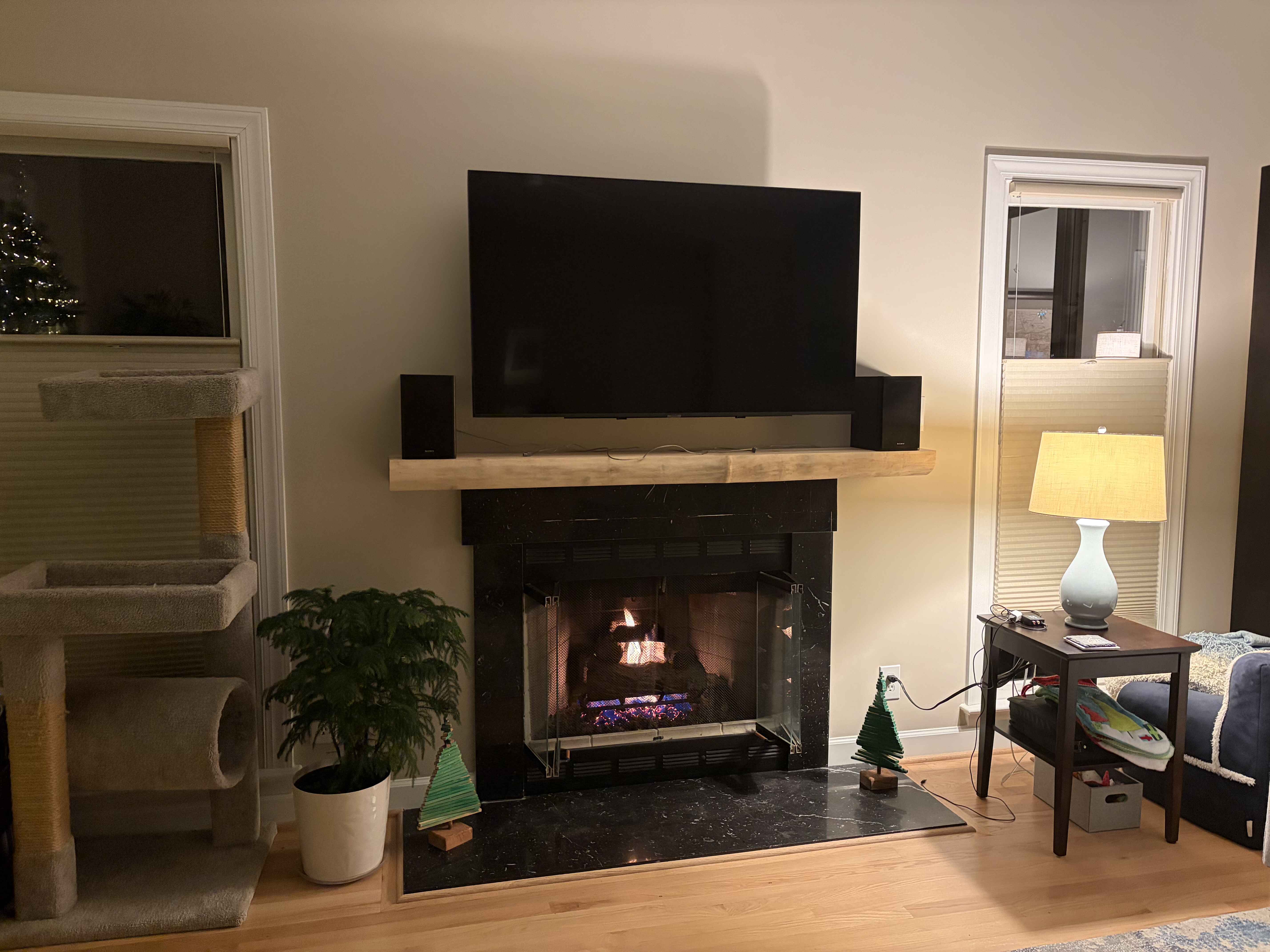 Live-edge maple mantle